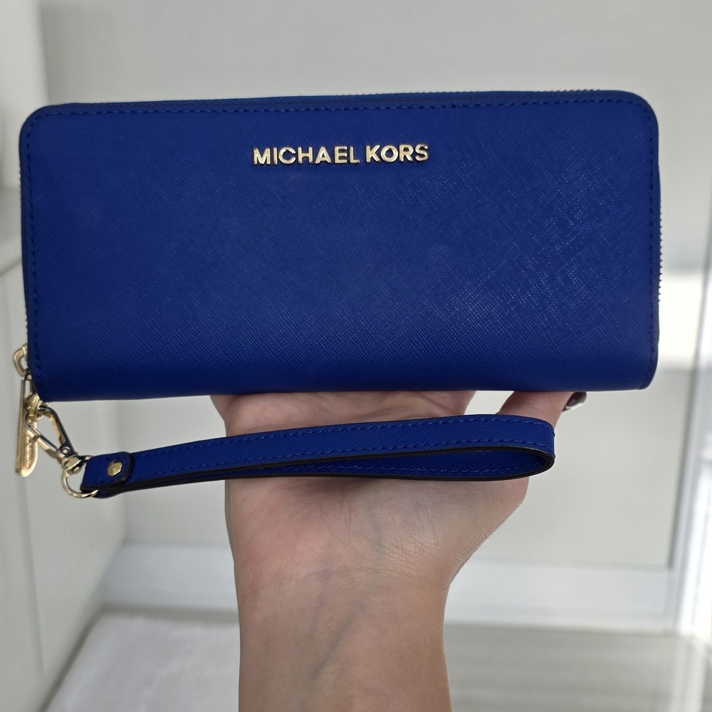 Michael Kors Continental Blue Wristlet Wallet